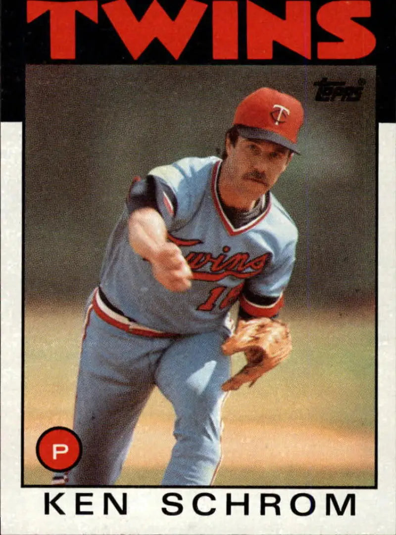1986 Topps #71 Ken Schrom EX Excellent Minnesota Twins Baseball Card - Baseball Card Single