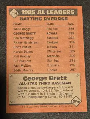 1986 Topps #714 George Brett - Baseball Card Single