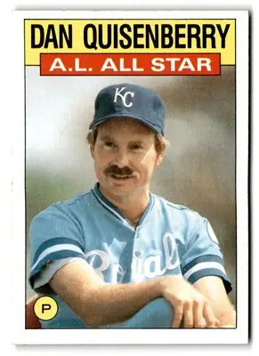 Vintage 1986 Topps Dan Quisenberry baseball card featuring Kansas City Royals player