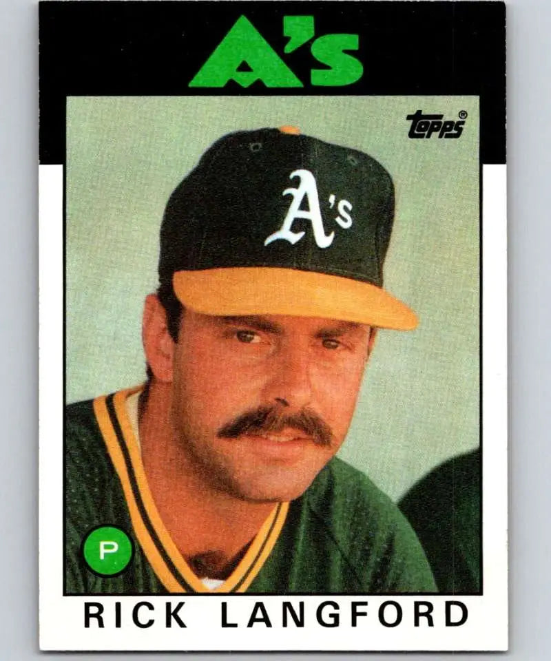 1986 Topps #766 Rick Langford EX Excellent Oakland Athletics Baseball Card - Baseball Card Single