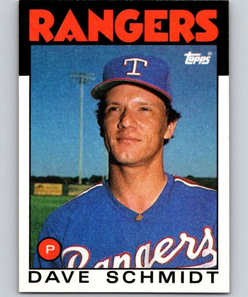 1986 Topps #79 Dave Schmidt EX Excellent Texas Rangers Baseball Card - Baseball Card Single