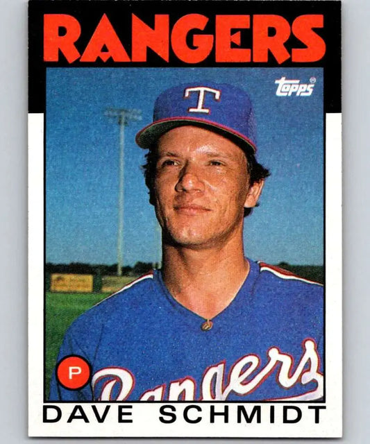 1986 Topps #79 Dave Schmidt EX Excellent Texas Rangers Baseball Card - Baseball Card Single