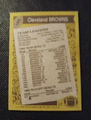 1986 Topps - Bernie Kosar #185. (RC) Cleveland Browns. EX+ - NRMT - Football Card Single