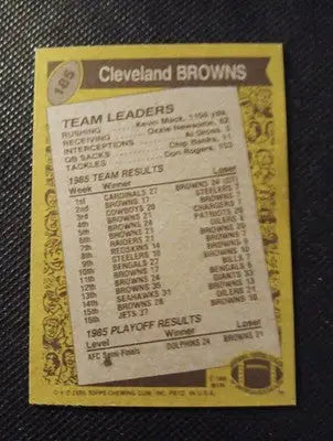 1986 Topps - Bernie Kosar #185. (RC) Cleveland Browns. EX+ - NRMT - Football Card Single