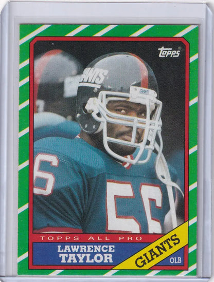1986 Topps Football #151 Lawrence Taylor card featuring New York Giants star player