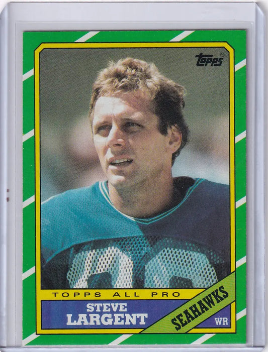 1986 Topps Football #203 Steve Largent card featuring Seattle Seahawks legend