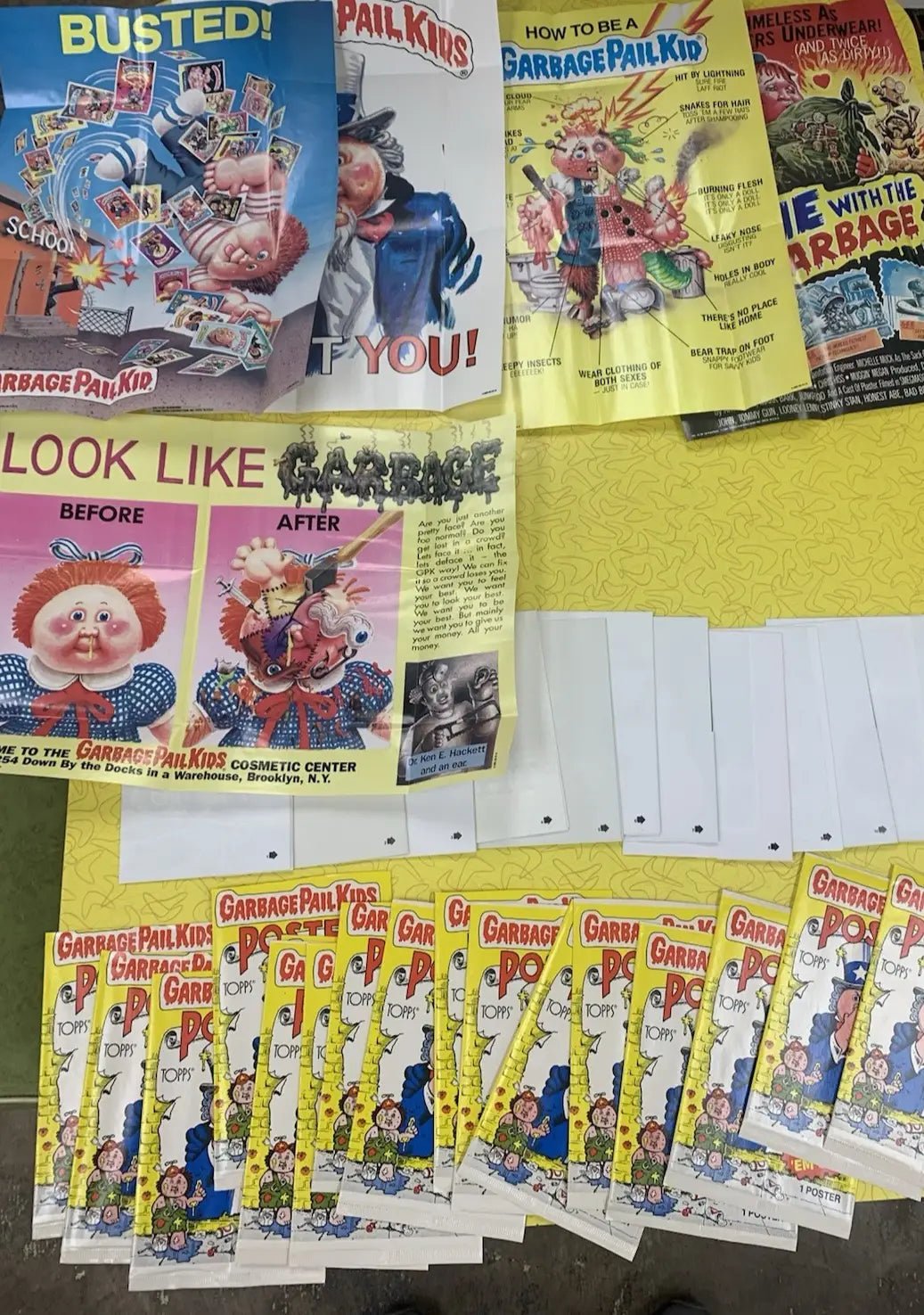 1986 Topps Garbage Pail Kids 12x17 Posters Complete 18 Piece Set w/Wrappers GPK