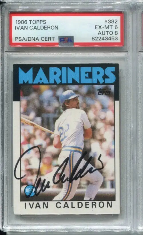 1986 Topps Ivan Calderon #382 Autograph Signed Card PSA 6 DNA 8 Auto Mariners - Baseball Card Single