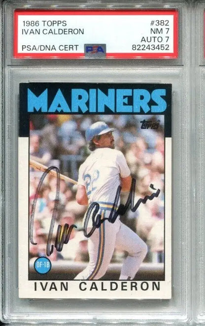 Signed Ivan Calderon trading card from the 1986 Topps series with PSA/DNA authentication
