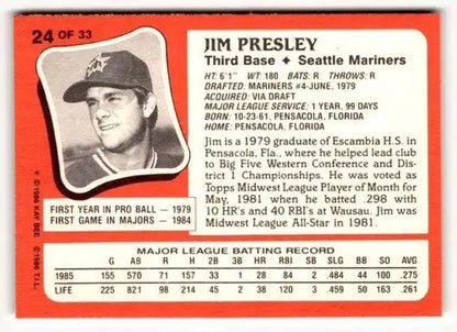1986 Topps Kay-Bee Young Superstars of Baseball #24 Jim Presley NrMt-Mt ID:50389 - Trading Cards