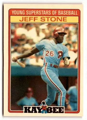 1986 Topps Kay-Bee Young Superstars of Baseball #30 Jeff Stone NrMt-Mt ID:50406 - Baseball Card Single
