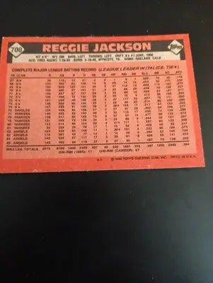 1986 Topps - Reggie Jackson #700. California Angels. EX+ - NRMT - Baseball Card Single