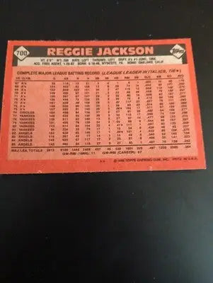 1986 Topps - Reggie Jackson #700. California Angels. EX+ - NRMT - Baseball Card Single