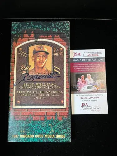 1987 Billy Williams Signed Chicago Cubs Official Media Guide Autograph JSA - Sports Memorabilia