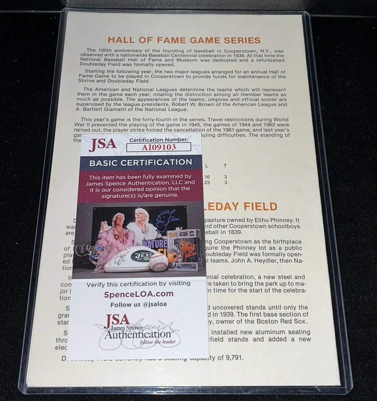 JSA certified autographed 1987 Braves Yankees Hall of Fame Game Program Lou Piniella Auto