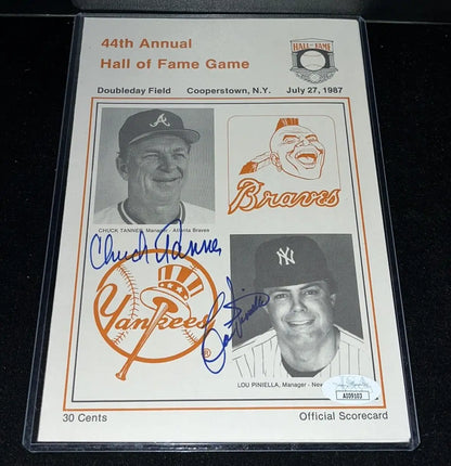Signed Hall of Fame Game scorecard from 1987 Braves Yankees Program Lou Piniella Auto