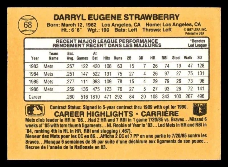 1987 Donruss #118 Darryl Strawberry - Baseball Card Single