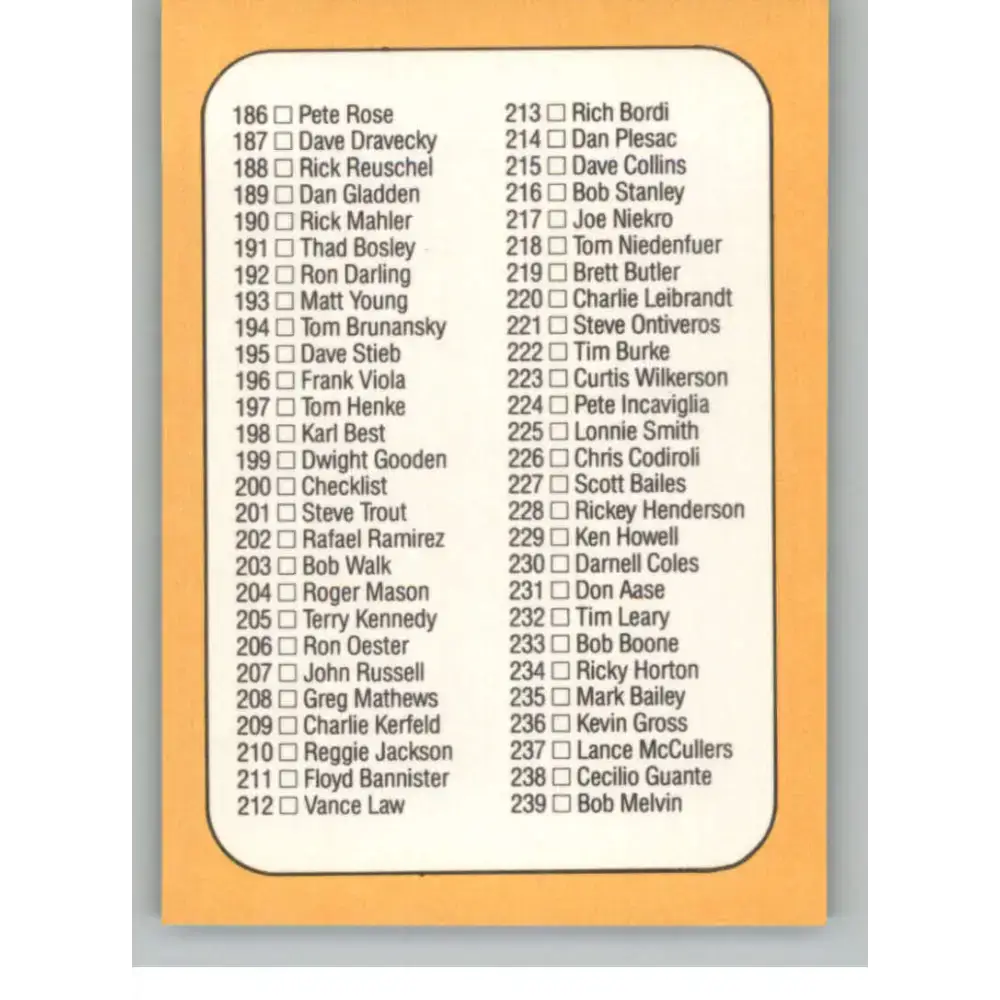 1987 Donruss #200 Checklist 134-239 EX Baseball Card - Baseball Card Single