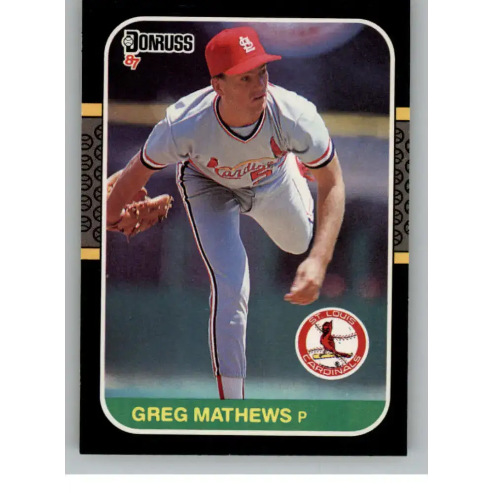 1987 Donruss #208 Greg Mathews EX Excellent RC Rookie St. Louis Cardinals Baseball Card - Baseball Card Single