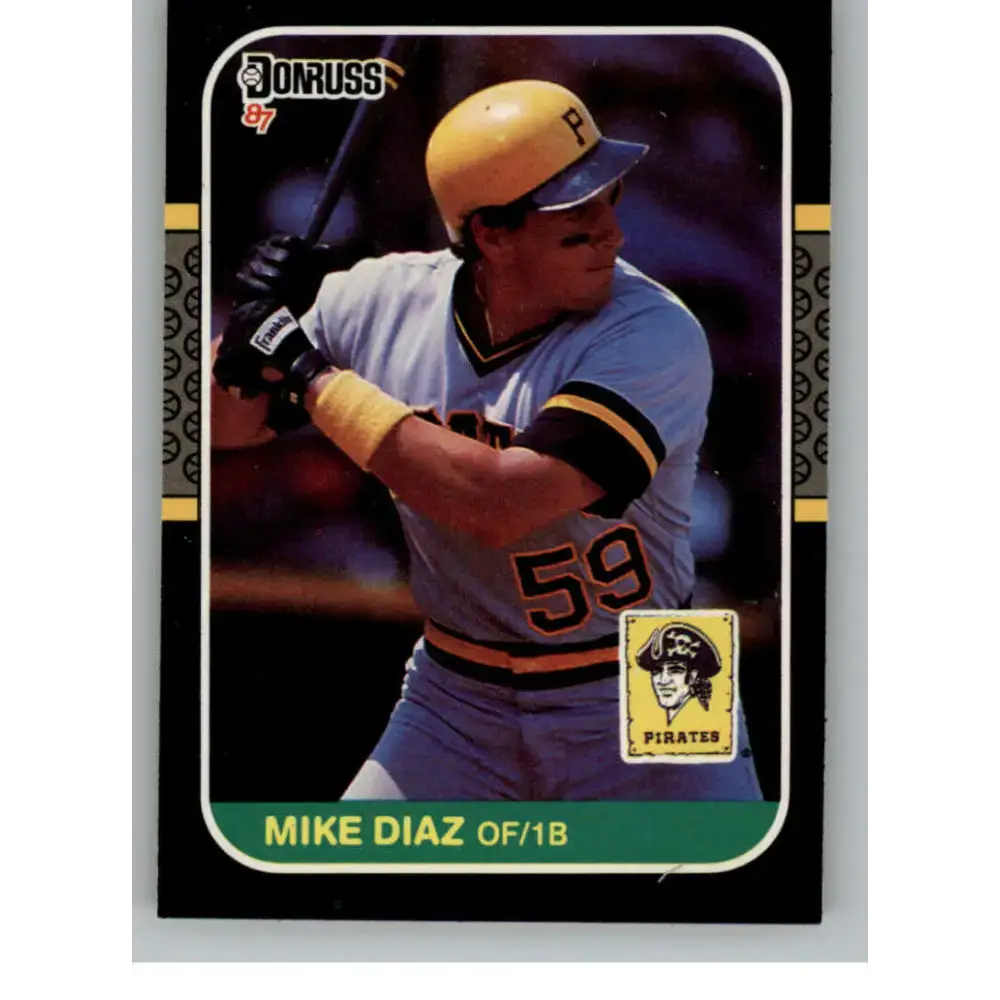 1987 Donruss #267 Mike Diaz EX Excellent RC Rookie Pittsburgh Pirates Baseball Card - Baseball Card Single