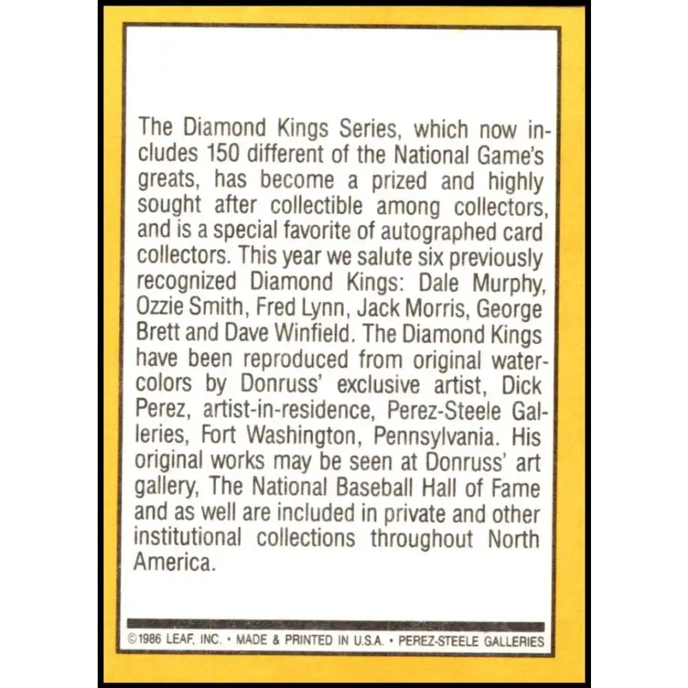 1987 Donruss #27 Diamond Kings Checklist 1-26 EX Excellent Baseball Card - Baseball Card Single