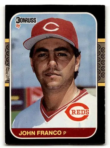 Original gloss of John Franco Cincinnati Reds baseball card from 1987 Donruss series