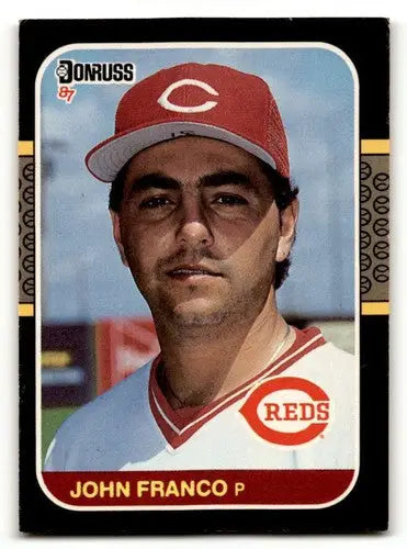 Original gloss of John Franco Cincinnati Reds baseball card from 1987 Donruss series