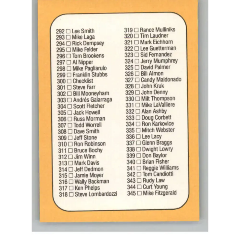 1987 Donruss #300 Checklist 240-345 EX Excellent Baseball Card - Baseball Card Single