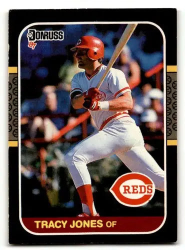 Original gloss Tracy Jones Cincinnati Reds baseball card from 1987 Donruss series