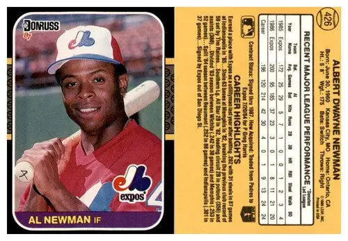 Original gloss baseball card featuring 1987 Donruss Al Newman, cards typically sell