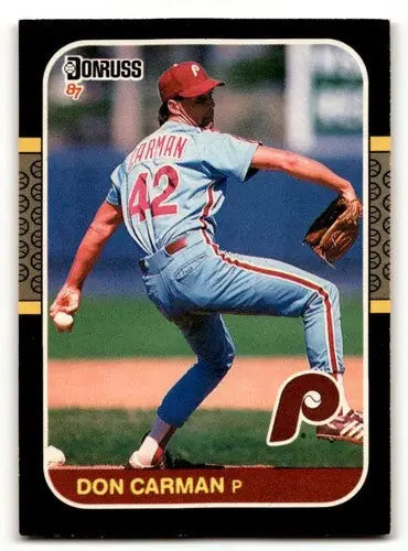 Original gloss Don Carman Philadelphia Phillies baseball card from 1987 Donruss series