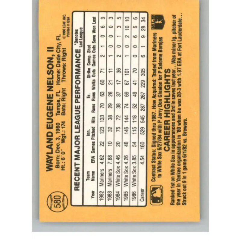1987 Donruss #580 Gene Nelson EX Excellent Chicago White Sox Baseball Card - Baseball Card Single