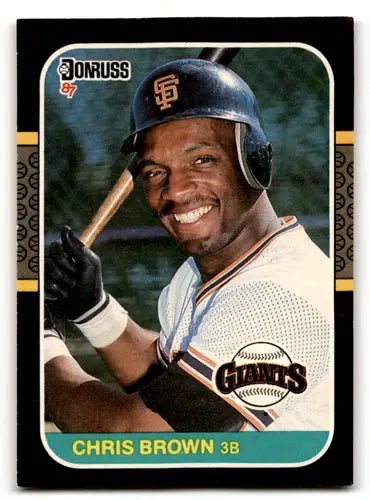 Original gloss Chris Brown baseball card from the 1987 Donruss set featuring Giants ID 64344