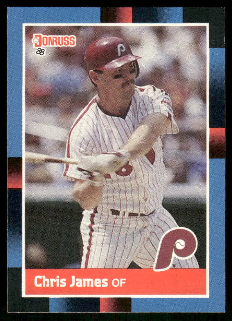 1988 Donruss Chris James baseball card displayed in 1987 Donruss Chris James #453 product