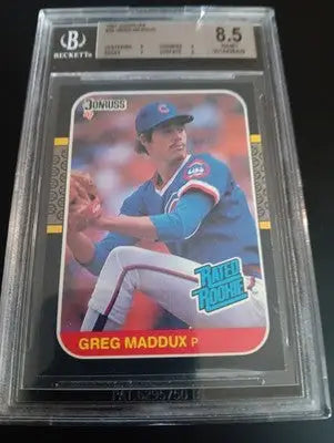 1987 Donruss Greg Maddux #36 Rated Rookie (RC). Cubs BGS 8.5 (slab crack) NM-MT+