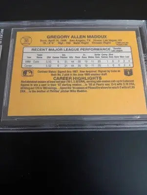 1987 Donruss Greg Maddux #36 Rated Rookie (RC). Cubs BGS 8.5 (slab crack) NM-MT+
