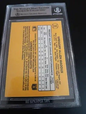 1987 Donruss Greg Maddux #36 Rated Rookie (RC). Cubs BGS 8.5 (slab crack) NM-MT+