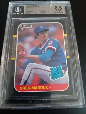 1987 Donruss Greg Maddux #36 Rated Rookie (RC). Cubs BGS 8.5 (slab crack) NM-MT+