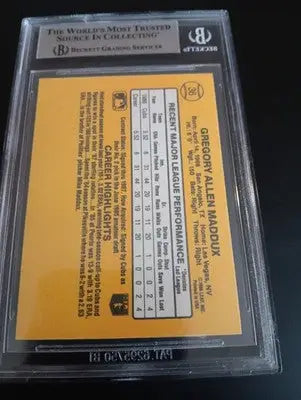 1987 Donruss Greg Maddux #36 Rated Rookie (RC). Cubs BGS 8.5 (slab crack) NM-MT+