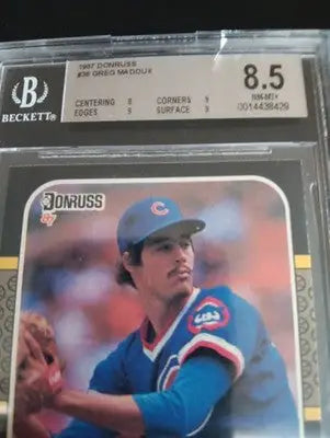 1987 Donruss Greg Maddux #36 Rated Rookie (RC). Cubs BGS 8.5 (slab crack) NM-MT+