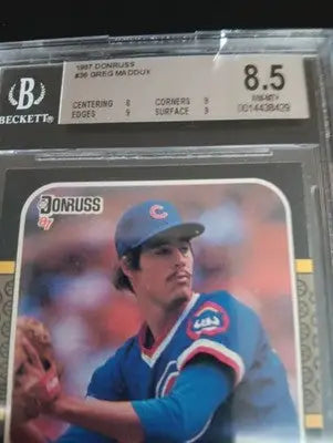 1987 Donruss Greg Maddux #36 Rated Rookie (RC). Cubs BGS 8.5 (slab crack) NM-MT+