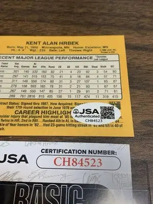 1987 Donruss Kent Hrbek #73 Signed Auto JSA Autograph Minnesota Twins Card - Trading Card