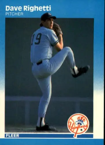 1987 Fleer Dave Righetti baseball card with original gloss featuring Yankees player