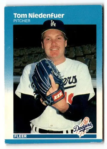 Tom Niedenfuer Los Angeles Dodgers baseball card from 1987 Fleer series