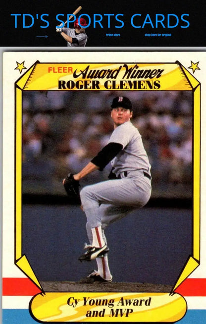 Roger Clemens baseball card from 1987 Fleer Award Winners series, a prized award winners collectible