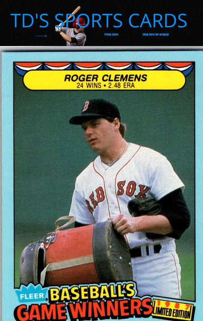Roger Clemens baseball card from 1987 Fleer Baseball’s Game Winners set