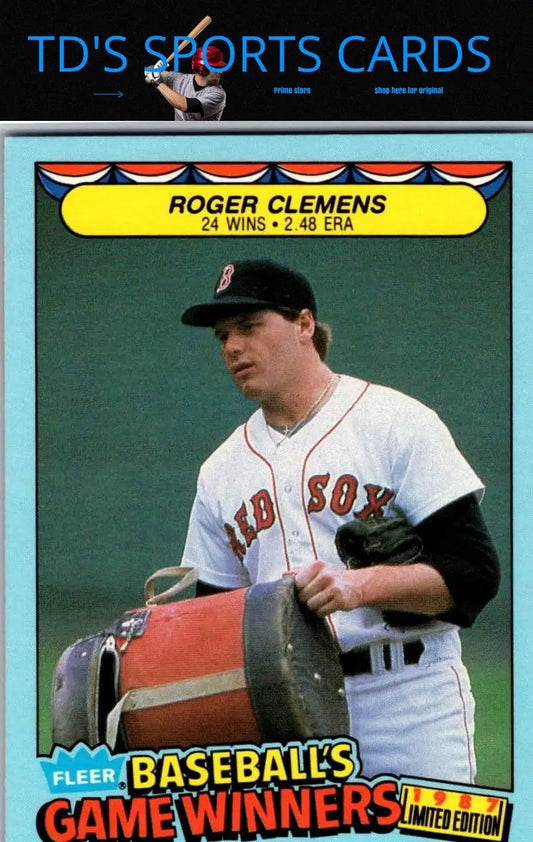 Roger Clemens baseball card from 1987 Fleer Baseball’s Game Winners set