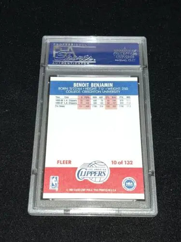 Benoit Benjamin LA Clippers 1987 Fleer Basketball PSA 9 OC Mint Card