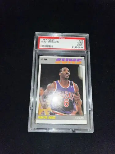 Graded Walter Davis basketball card from 1987 Fleer Basketball PSA with Phoenix Suns design