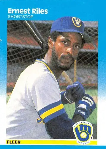 1987 Fleer Glossy #355 Ernest Riles NM Near Mint Brewers ID:82327 - Baseball Card Single